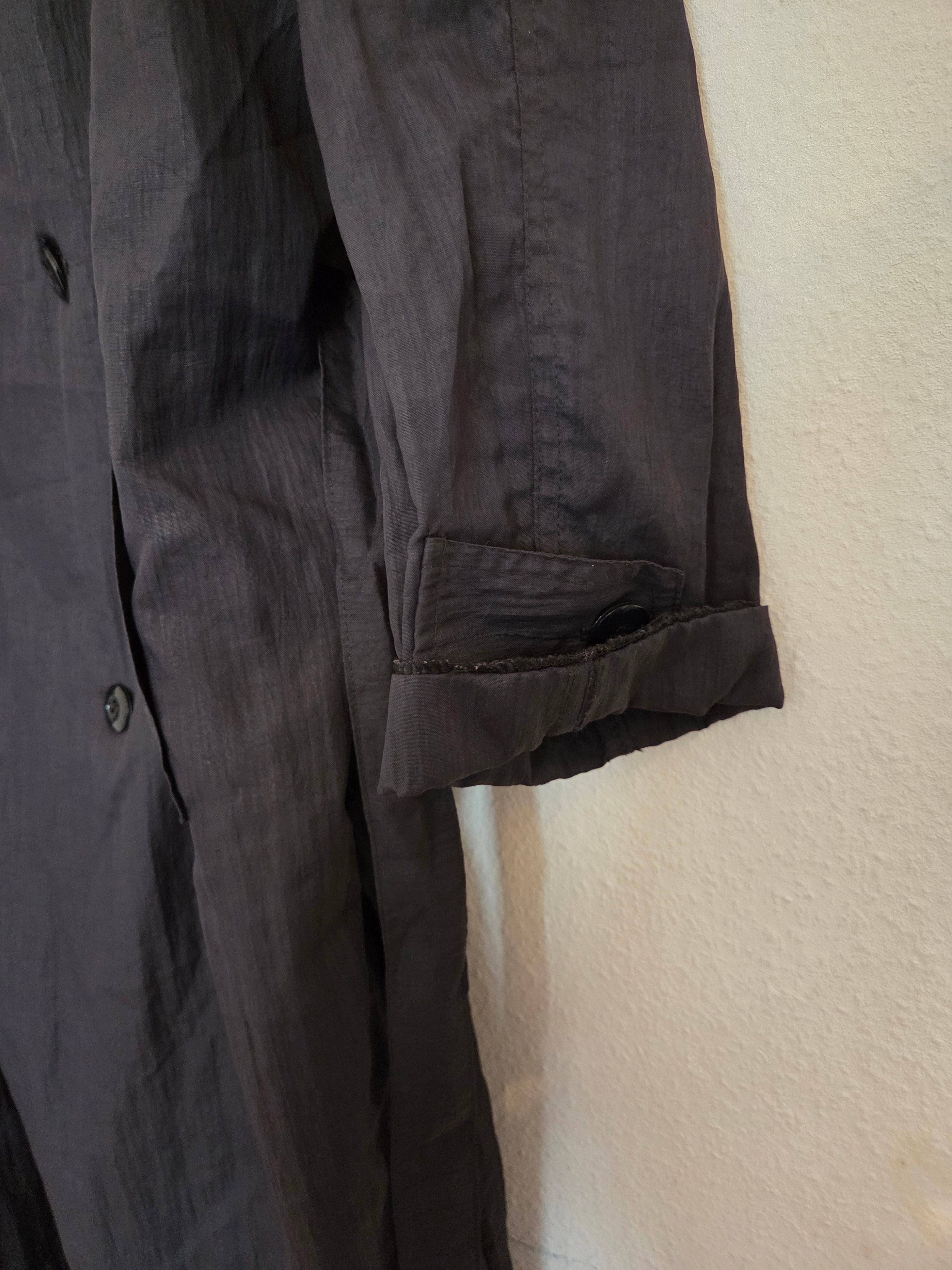 Trench noir tissu style froissé