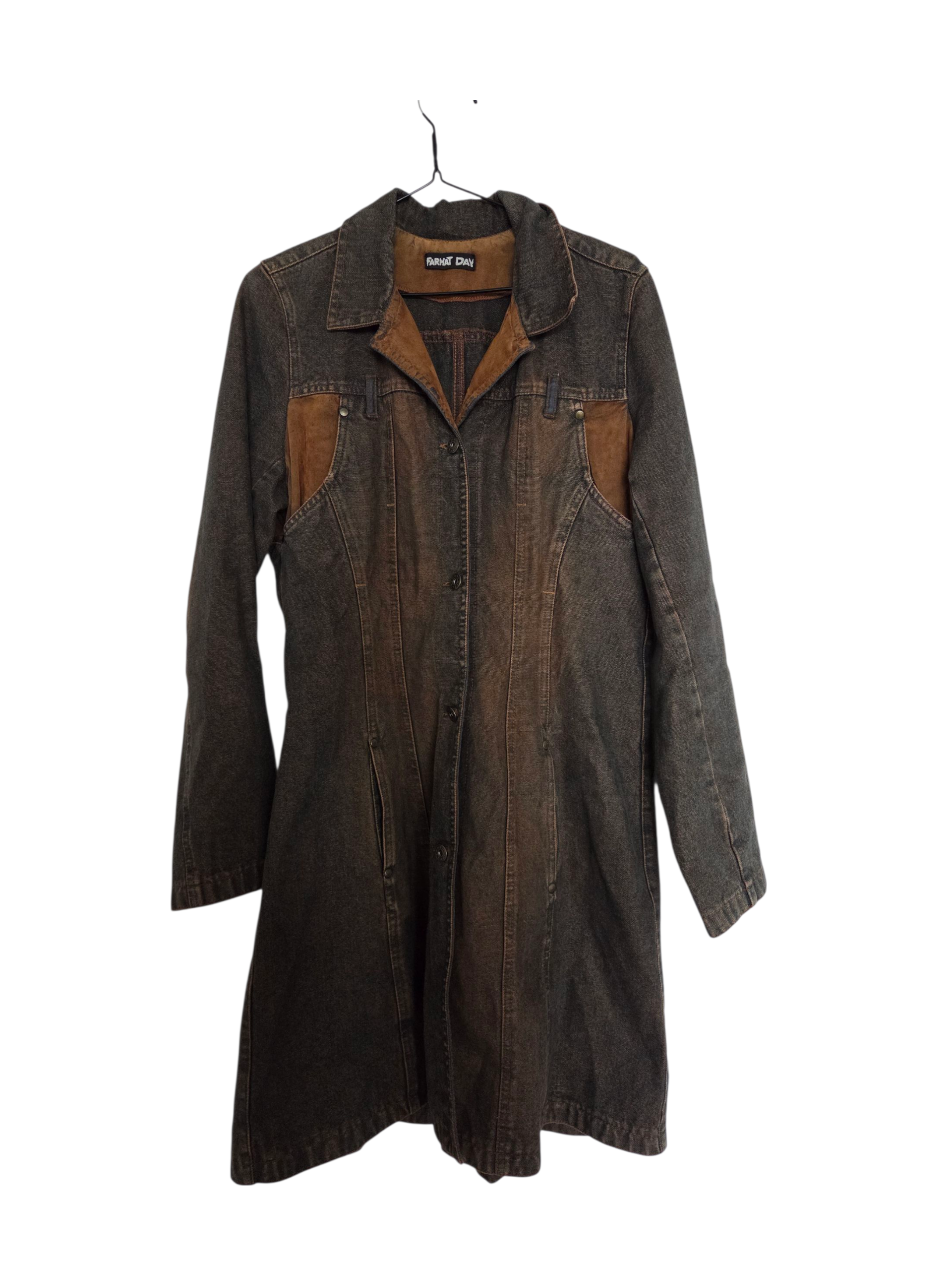 Veste longue bi matière y2k