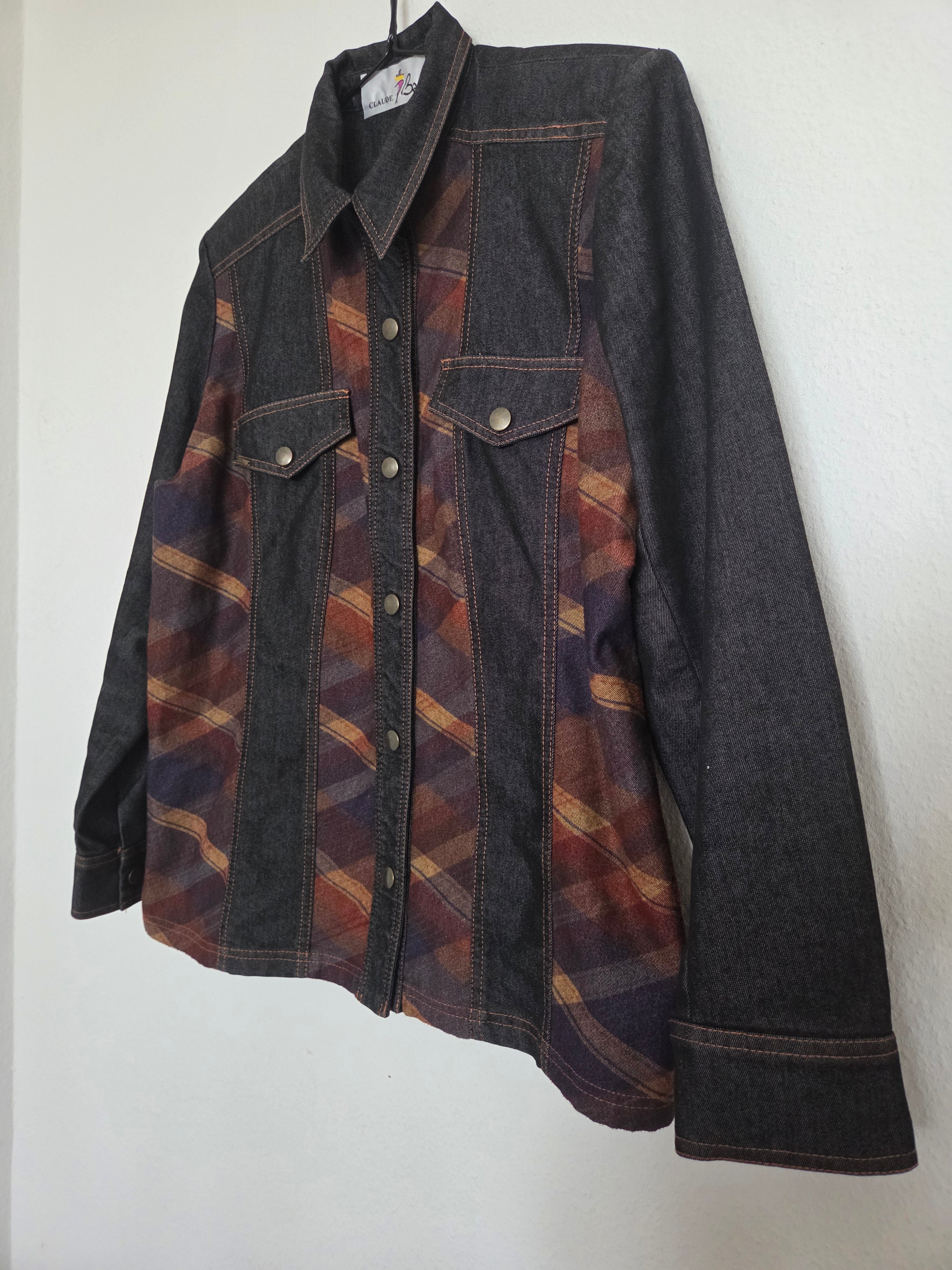 Veste en jeans bi matière