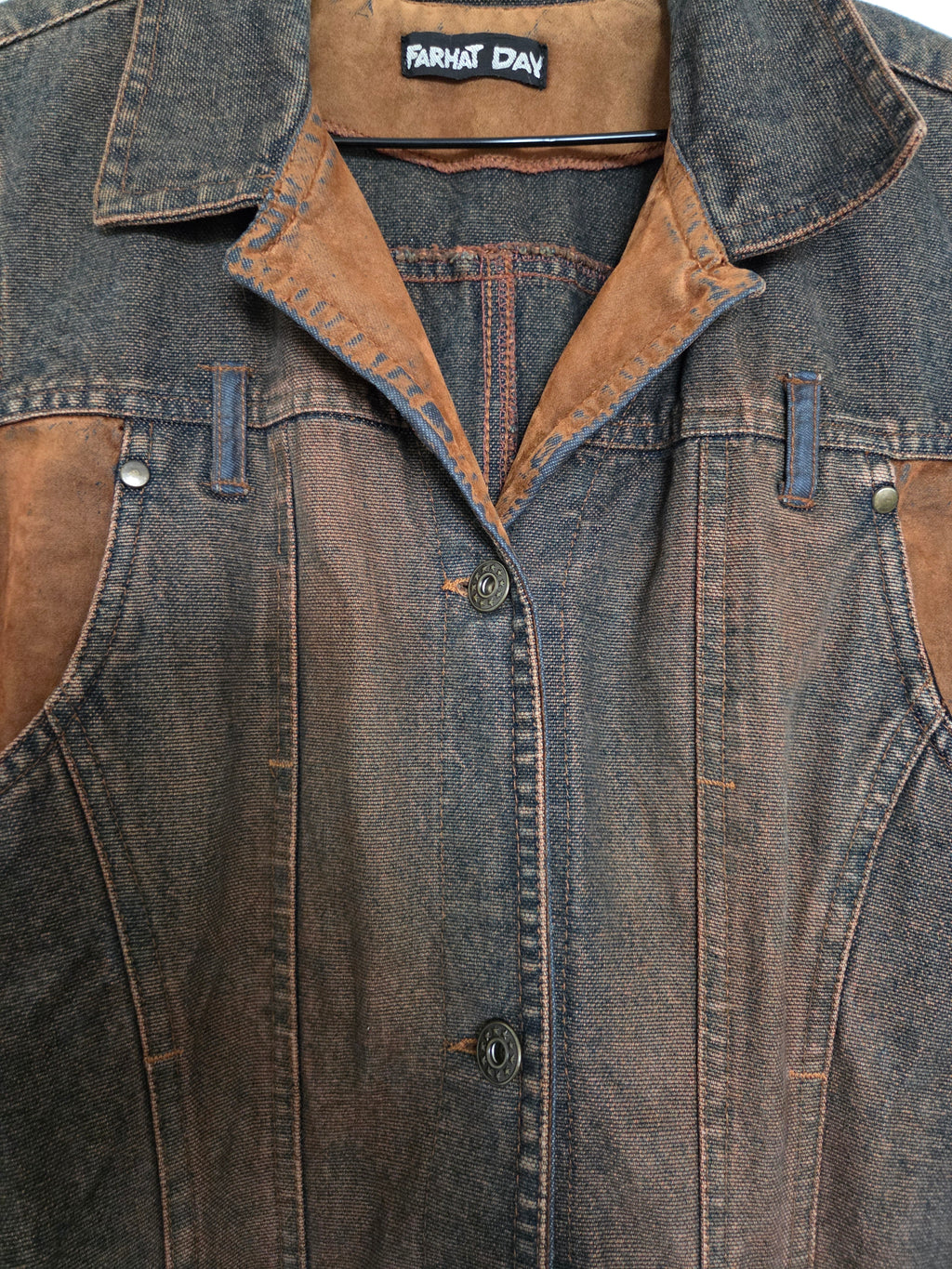 Veste longue bi matière y2k